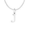 Collar con colgante de letra J plateada y cadena de serpiente plana de estilo retro - Letra J