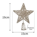 Champagne gold glittered iron star tree topper with spring base, 19cm height and 5cm thickness - 15CM / Champagne Gold