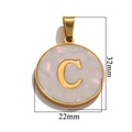 Runder Edelstahl-Anhänger in Gold mit weißer Muschel-Einlage und dem Buchstaben C - Gold C