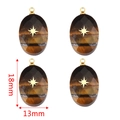 Tiger eye oval stone charms with gold star inlay for DIY jewelry, 18x13mm size - Oval Tiger Eye - Small Sun