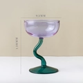 Two-tone glass sundae cup with purple bowl and green twisted stem, size 93x138mm - 240ml / Purple Cup/Green Stem