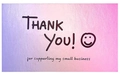 Holographic purple pink gradient Thank You card with black text and smiley face - 50mm x 90mm / Style D-Purple Pink Gradient with Smiley & Exclamation