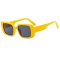Retro rectangle sunglasses with bright yellow glossy frames and dark grey tinted lenses - Yellow