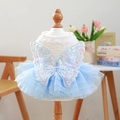 Cute pet dog fairy tulle dress with light blue mesh skirt and colorful butterfly embroidery - Butterfly Fairy Mesh Dress - Sky Blue