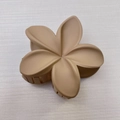 Elegant beige plumeria flower hair claw clip for women's vacation hairstyling - Medium Matte Style / 6cm / Light Coffee