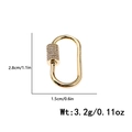 Detail view of a gold-plated screw clasp pendant with cubic zirconia inlay and dimensions - Gold Oval Style (DBN007-1)