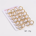Großpackung mit zwölf Paar goldenen Edelstahl-Creolen auf weißen Displaykarten für den Handel - 12 Paare Set / Gold (Drahtdurchmesser 2.5mm/Innendurchmesser 12mm)