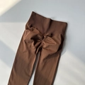 Dunkelbraune High-Waist-Yoga-Leggings mit Scrunch-Butt-Effekt aus atmungsaktivem Gewebe - S / Unterteile / Kastanienbraun