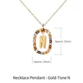 Gold letter N pendant necklace with multicolored crystals and an oval frame design - Gold Letter N