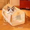 Portable apricot pet carrier bag with breathable mesh windows for winter travel - Beige (Without Liner)