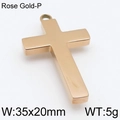 Pendentif croix minimaliste en acier inoxydable or rose, dimensions 35x20mm - Or Rose (KLJ5068-Z) / 20*35mm