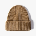 Winter thick ribbed knit beanie in warm brown finish for men and women - Khaki (20B112B)