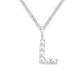 Elegant stainless steel necklace with a pearl-inlaid letter L pendant for women - Letter L / Steel Color