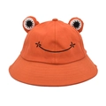 Detailed embroidery and 3D eye decorations on this vibrant orange frog bucket hat - M(56-58cm) / Orange