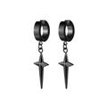 Orecchini a cerchio in acciaio inossidabile nero opaco con elegante pendente a croce - Nero (Pezzo Singolo)