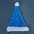 Blue plush Christmas hat with white faux fur trim, dimensions 45x35cm for adults - 45*35cm / Light Blue Long Plush Adult