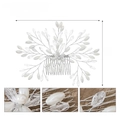 Silver bridal hair comb with white pearls and acrylic crystals, 15.5cm width variant - Silver HS-J6968S