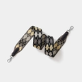 Adjustable wide woven shoulder strap featuring grey and black argyle pattern with silver clips - Width 5cm Length 70cm / Black Strap Silver Buckle