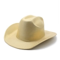 Detail view of the golden glitter texture and reinforced stitching on the cowboy party hat - M(56-58cm) / Champagne