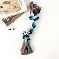 Durable blue, black and white triple-braid cotton rope dog chew toy with double knots - 40cm 280g Multi-color