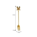 Golden Christmas stainless steel fork with cute reindeer topper and detailed dimensions - 304 Gold Fork - Reindeer