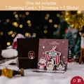 3D Pop-up Christmas card with circus tent design, Santa Claus motifs, and brown envelope - Style D - Christmas Paradise 3D Card