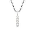 Colgante plateado vertical con cuatro perlas blancas y cadena de caja para mujer - I-Color Acero