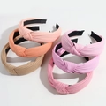 Knotted knit headbands for women in multiple solid colors like pink and orange - Pink Khaki Orange Series