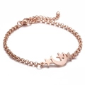 Vista dettagliata del bracciale in oro rosa con ciondoli a forma di luna e stelle - Oro Rosa-Luna Stella