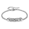 Silbernes Edelstahl-Armband mit Zwillinge-Sternzeichen-Anhänger an Figaro-Kette - Silber-Zwillinge