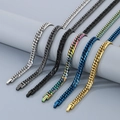 Collares de cadena cubana para hombre en acero titanio, opciones oro, plata y negro - Collar 7mm 66cm / Color Acero