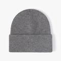 Classic ribbed knit beanie in neutral grey with wide folded brim for autumn and winter - One Size / Dark Gray