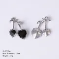 Dark cherry-shaped black heart charms for DIY jewelry making with dimensions 26.5x19mm - 84444 Black