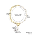 Baroque multilayer necklace with chunky gold chain and large irregular pearl drop - Large Irregular Pearl Heart Clasp Stitching Necklace (N2308-4)