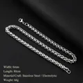 Silver stainless steel 6mm wheat chain necklace with 80cm length and lobster clasp - Flower Basket Steel Color 6.0mm Wide / 21cm Bracelet