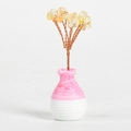 Handmade yellow citrine crystal money tree in pink ceramic vase for home office decor - Citrine