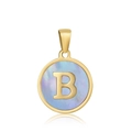 Collier en acier titane 18k doré avec pendentif lettre B et incrustation nacre - B-Coquille Bleue
