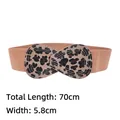 Elastic wide belt for women in beige featuring a leopard print bow buckle accessory - 70cm / Leopard Style B