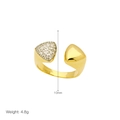 Details zum 4,8g Gewicht und 10mm Größe des Kupfer-Herz-Zirkon-Rings - Goldener Herzförmiger Offener Stil (DR240809-C)