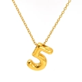 Collier avec pendentif chiffre 5 style bulle, finition plaquée or 18 carats - Style Numéro 5-Chaîne Croisée (SP731G-5)