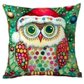 Christmas pillow cover with watercolor owl illustration on high quality fabric square cushion - Pattern 10 / 45*45cm Short Plush Single Sided Without Core
