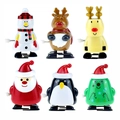 Christmas wind-up toys set including Santa, penguin, and reindeer in a 6-piece variety pack - Christmas Wind Up 6pcs Set E