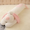 Long coussin peluche chien rose et blanc aux yeux fermés pour chambre de fille - Rose / 100cm (0,7kg)