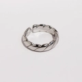Minimalist silver braided wave twist open ring with polished adjustable metal finish - Style 1 / White Gold