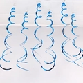 Blue metallic spiral PVC ceiling decorations for party and holiday display setups - Set of 6 / Light Blue