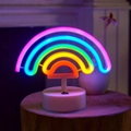 Rainbow LED neon lamp with white circular base and colorful light layers for desk decor - Rainbow (Multi-color) With Base