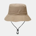 Detail of khaki waterproof sun hat with adjustable chin strap and quick-dry fabric - Khaki
