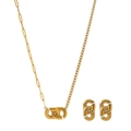 Schmuckset aus 18K vergoldetem Edelstahl mit ineinandergreifender Halskette und Ohrringen - Gold Set