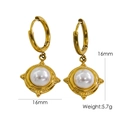 Boucles d'oreilles créoles en acier plaqué or 14K avec pendentif étoile en nacre - Étoile Ronde