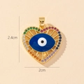 Golden heart-shaped evil eye pendant with rainbow zircon stones, size 2.4cm by 2cm - Gold Heart Rainbow Zircon Evil Eye Pendant (4)
